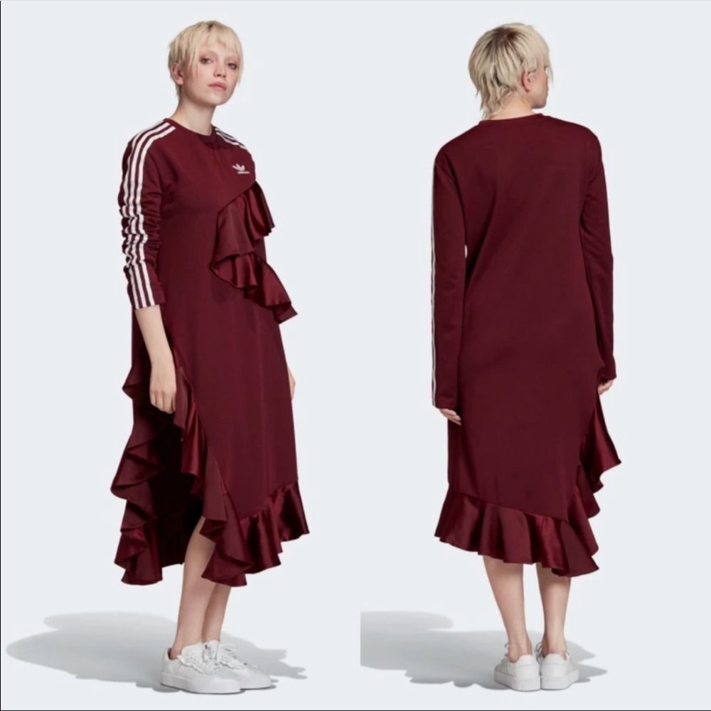 Adidas Burgundy Ruffle Dress